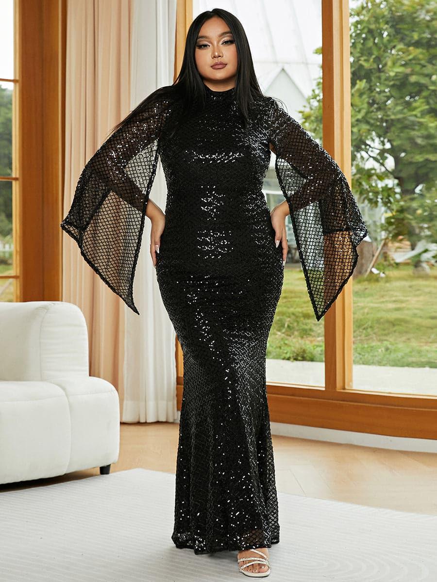 Plus Mermaid Sequin Evening Dress PXJ1263