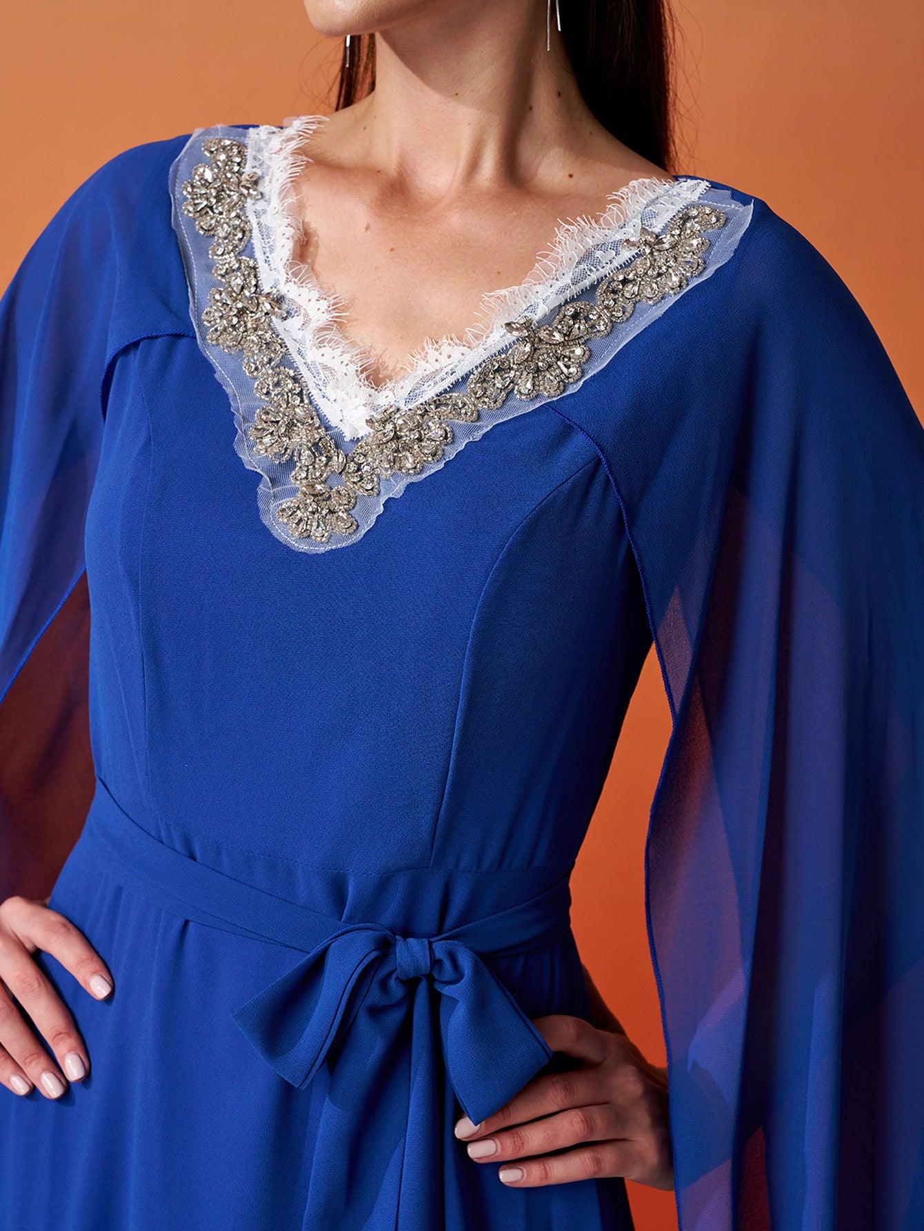 Embroidery Cape Sleeve Wedding Guest Dress RH31145