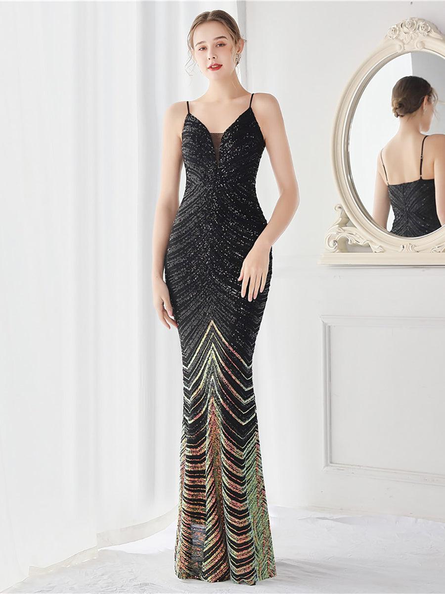 Off Shoulder Long Black And White Evening Dress M02037