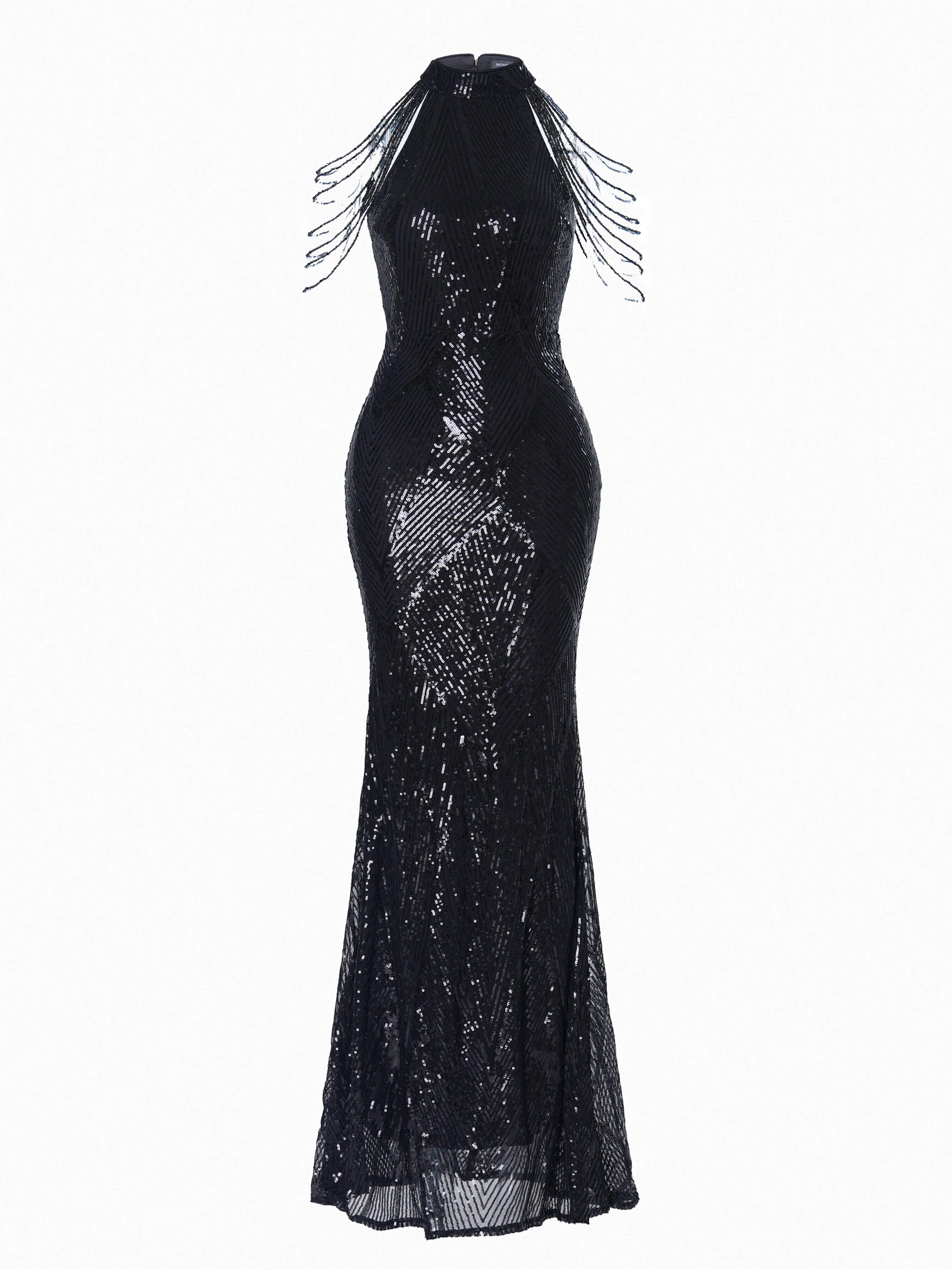 Geometric Sequin Chain Mermaid Prom Dress M01081