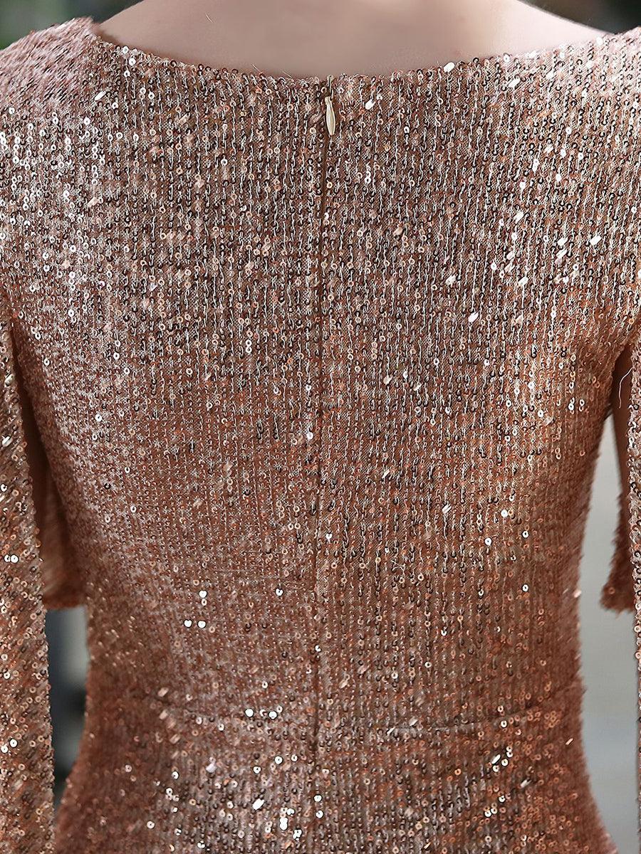 V-neck Ruffled Sequin Mermaid Prom Dress MCW1021