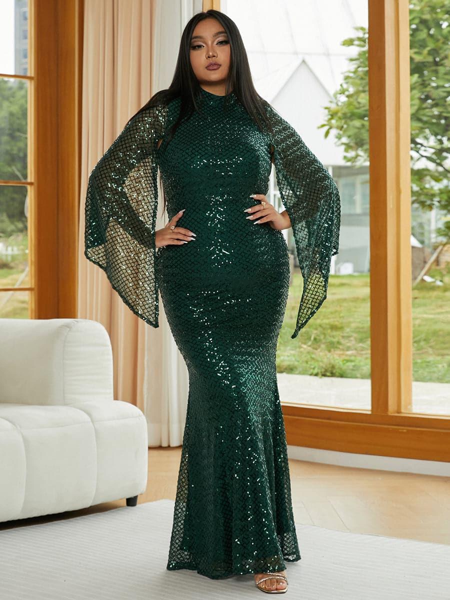 Plus Mermaid Sequin Evening Dress PXJ1263