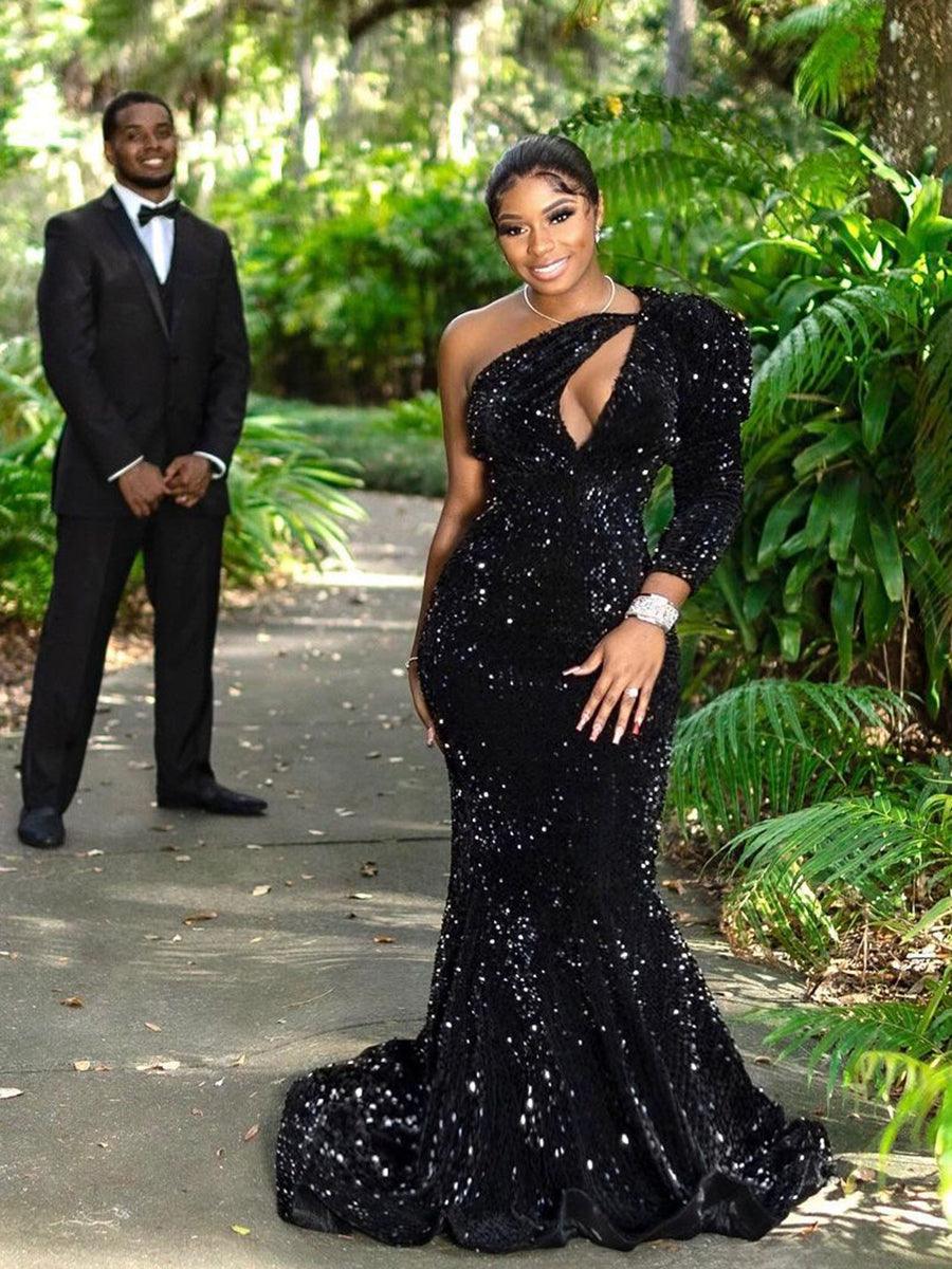 Cutout Black Mermaid Evening Dress M0803