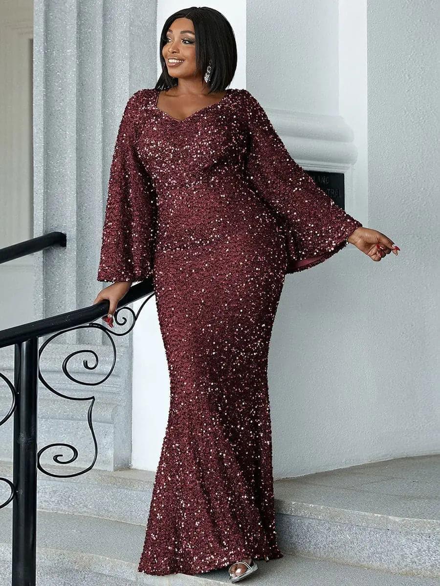 Sequin Bell Sleeve Mermaid Dress M02010