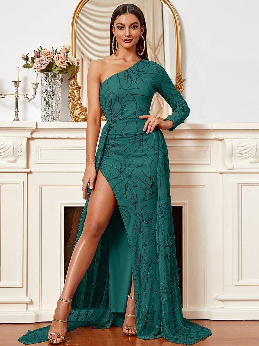 Formal One Shoulder Split A Line Dress XJ987